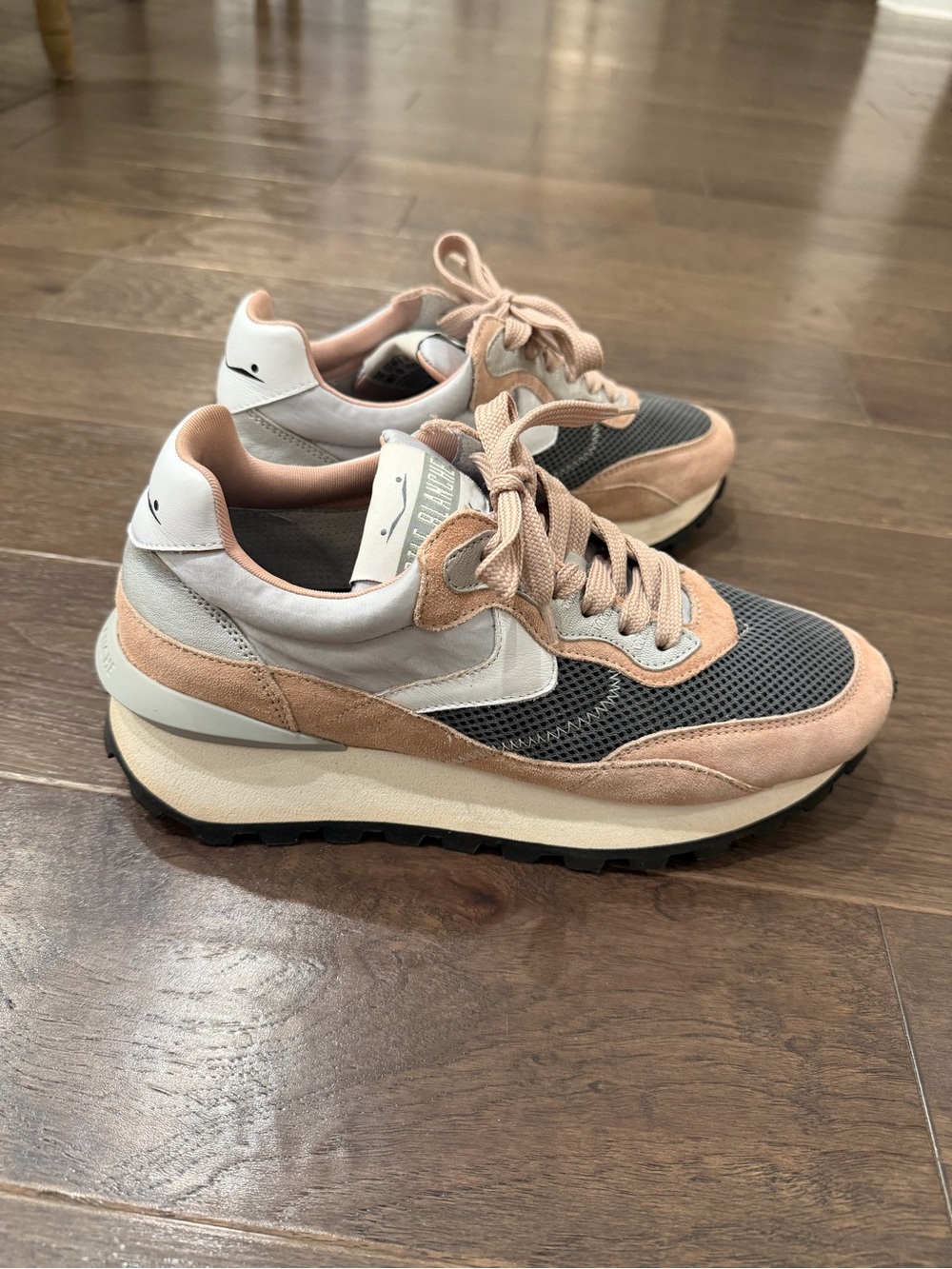 Voile Blanche Women's Pink Gray Suede Mesh Sneakers 40